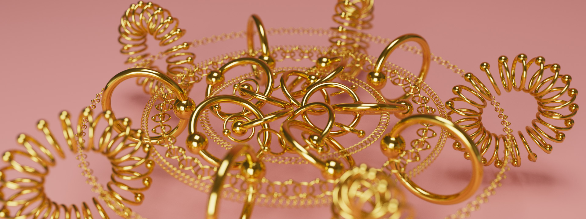 Piercingsieraden op een roze achtergrond