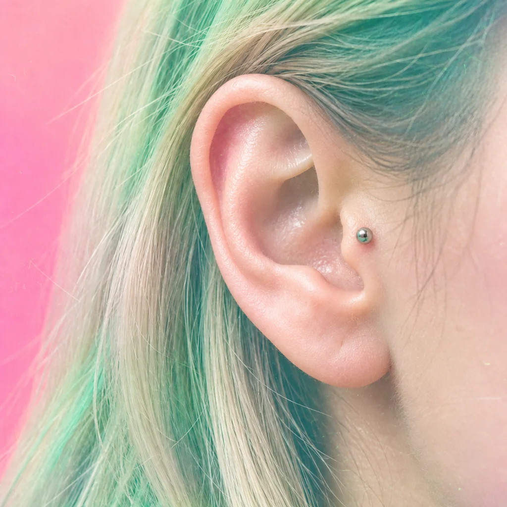 Gegenereerd voorbeeld van tragus in de roze en mintkleurige Bunker Basement-beeldstijl.